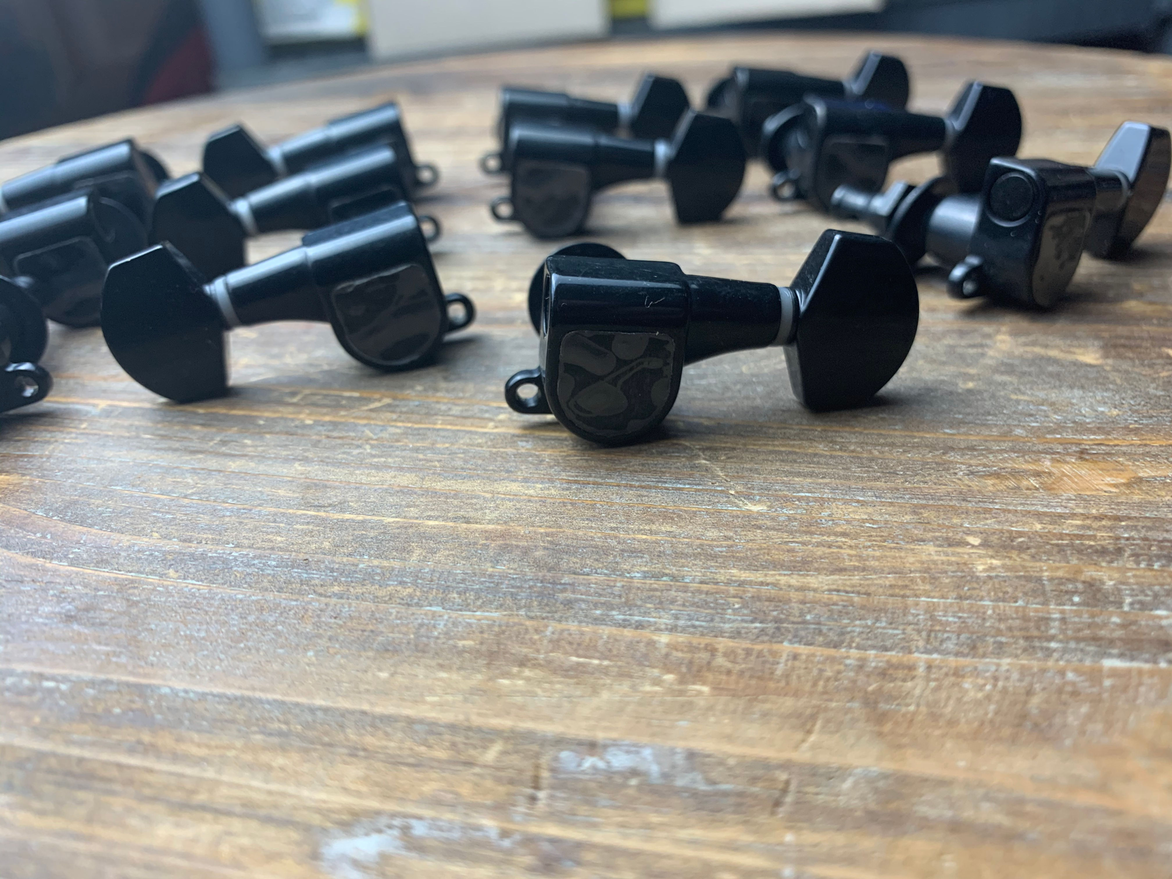 Ovation Black on Black 12 string tuners