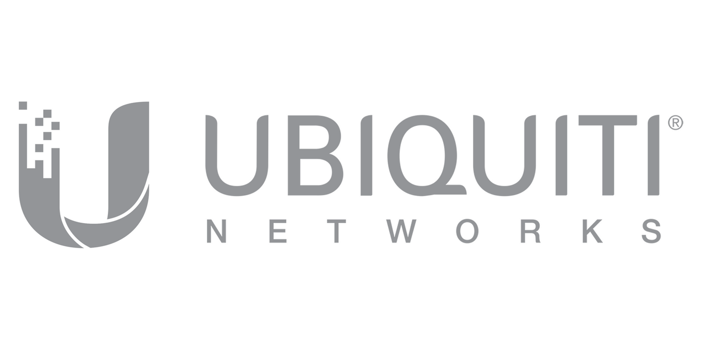 Ubiquiti Networks logo in gray, showing text and a stylized graphic.