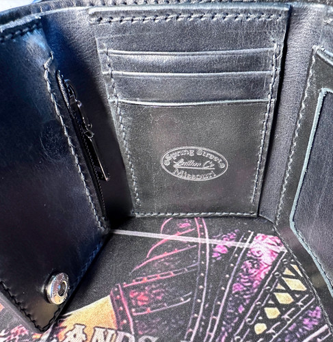 4.5 inch tri fold snap Biker wallet | Spring St Leather Co