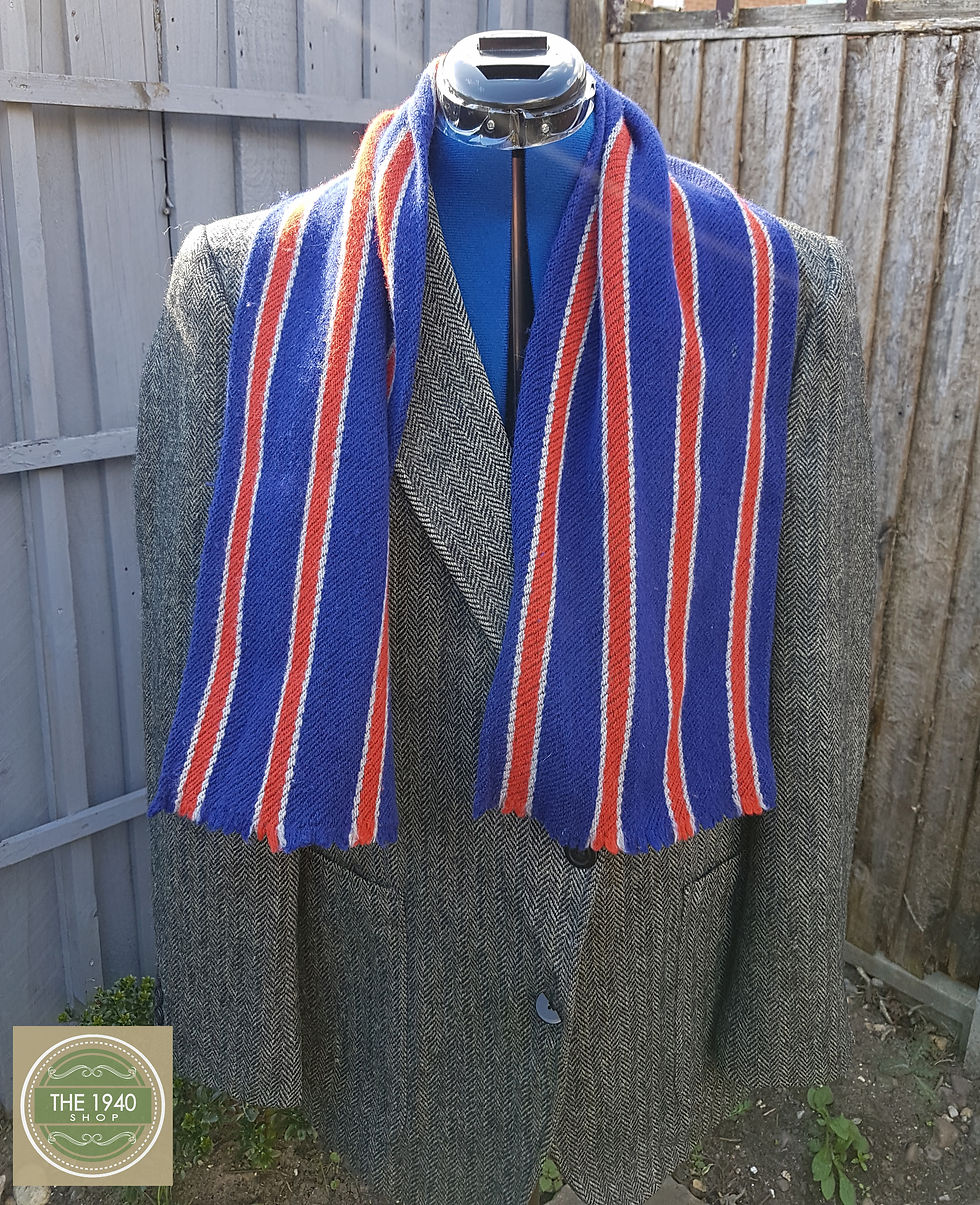 Thumbnail: Vintage School College Scarf, 1940's accessory, Boys, Mens, WW2,    (F)