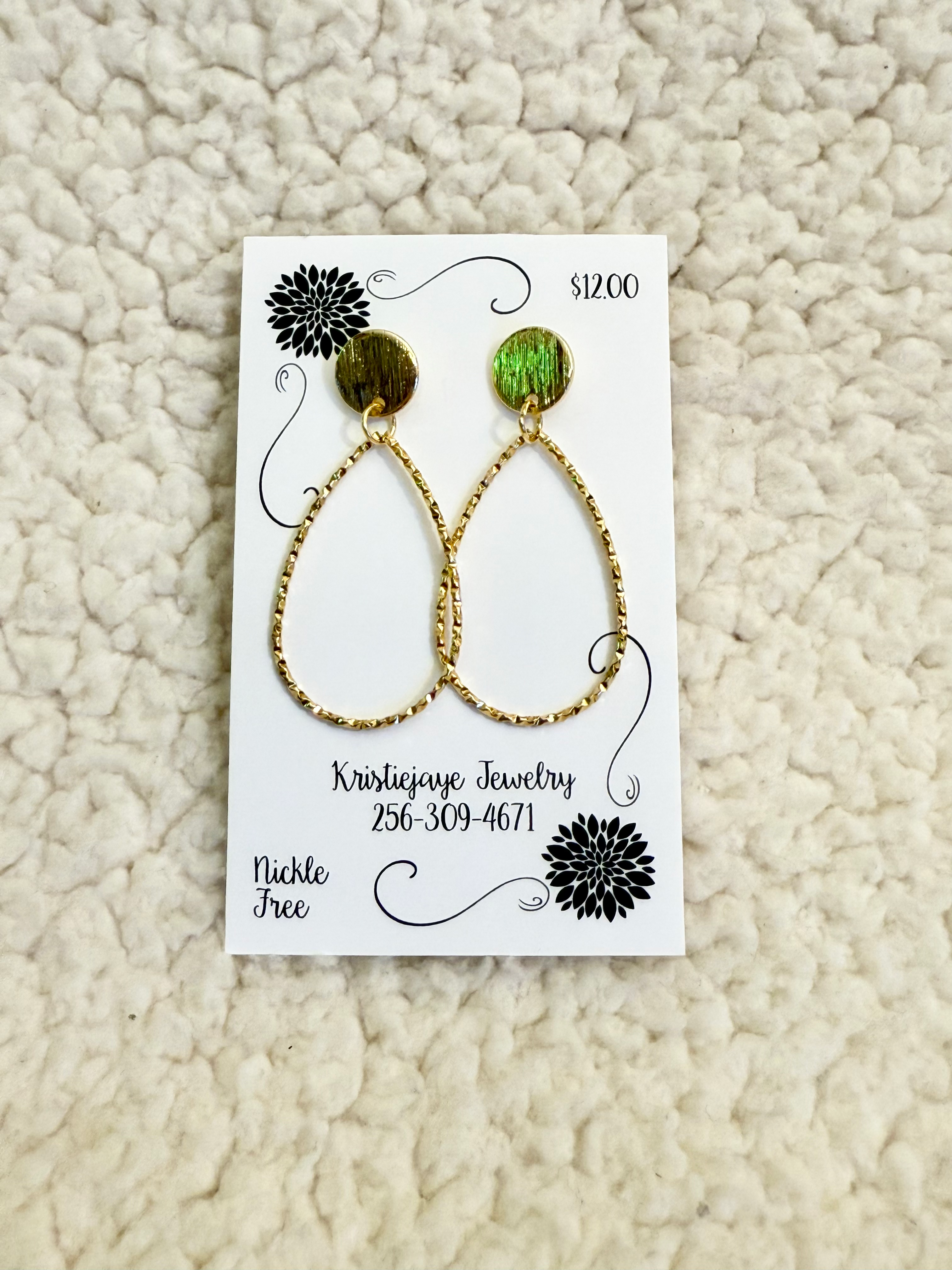 Tear drop 18kt gld plt earrings