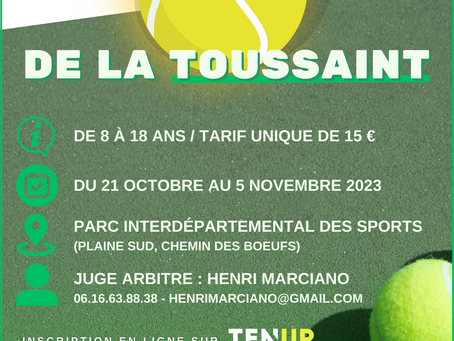 Découvrez le Tournoi Jeunes de la Toussaint du 21 octobre au 5 novembre !