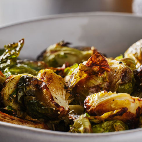 A bowl of roasted Brussels sprouts