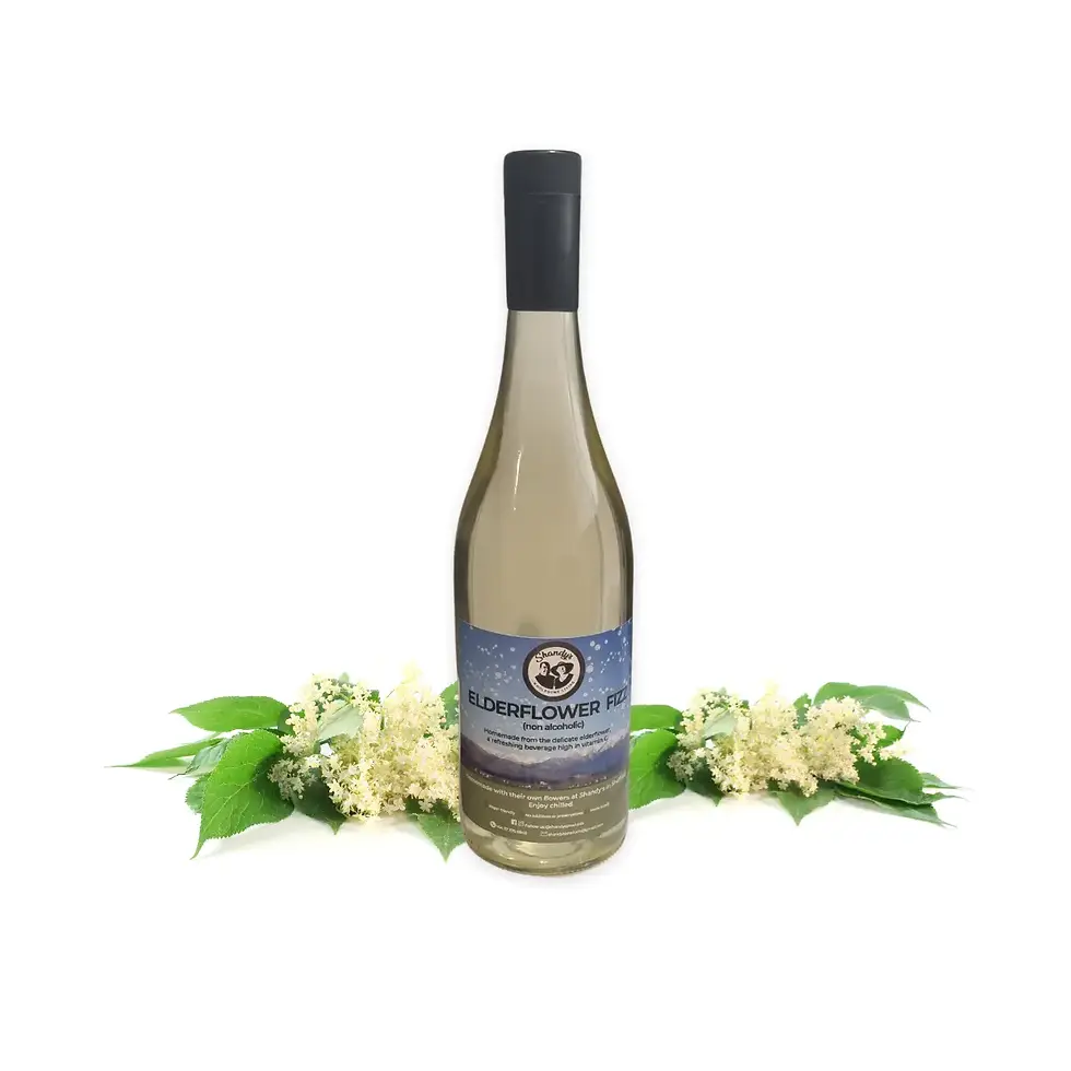 A 750ml bottle of non-alcoholic Elderflower Fizz by Shandys Products