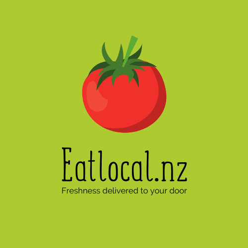 Eatlocal logo of a red tomato on a green background