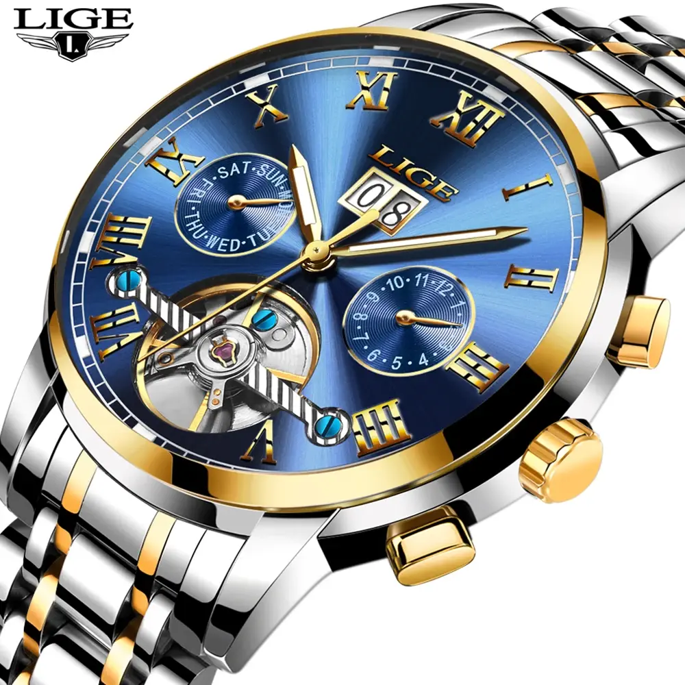 Mens Gold Sport Waterproof High-End Watch