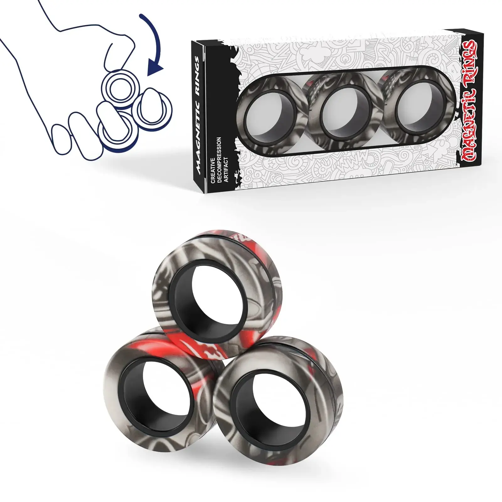 3Pcs Fidget Spinner Magnetic Ring