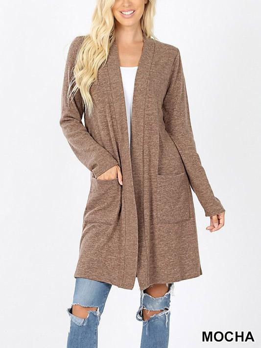Thumbnail: Brushed Sweater Pocket Cardigan