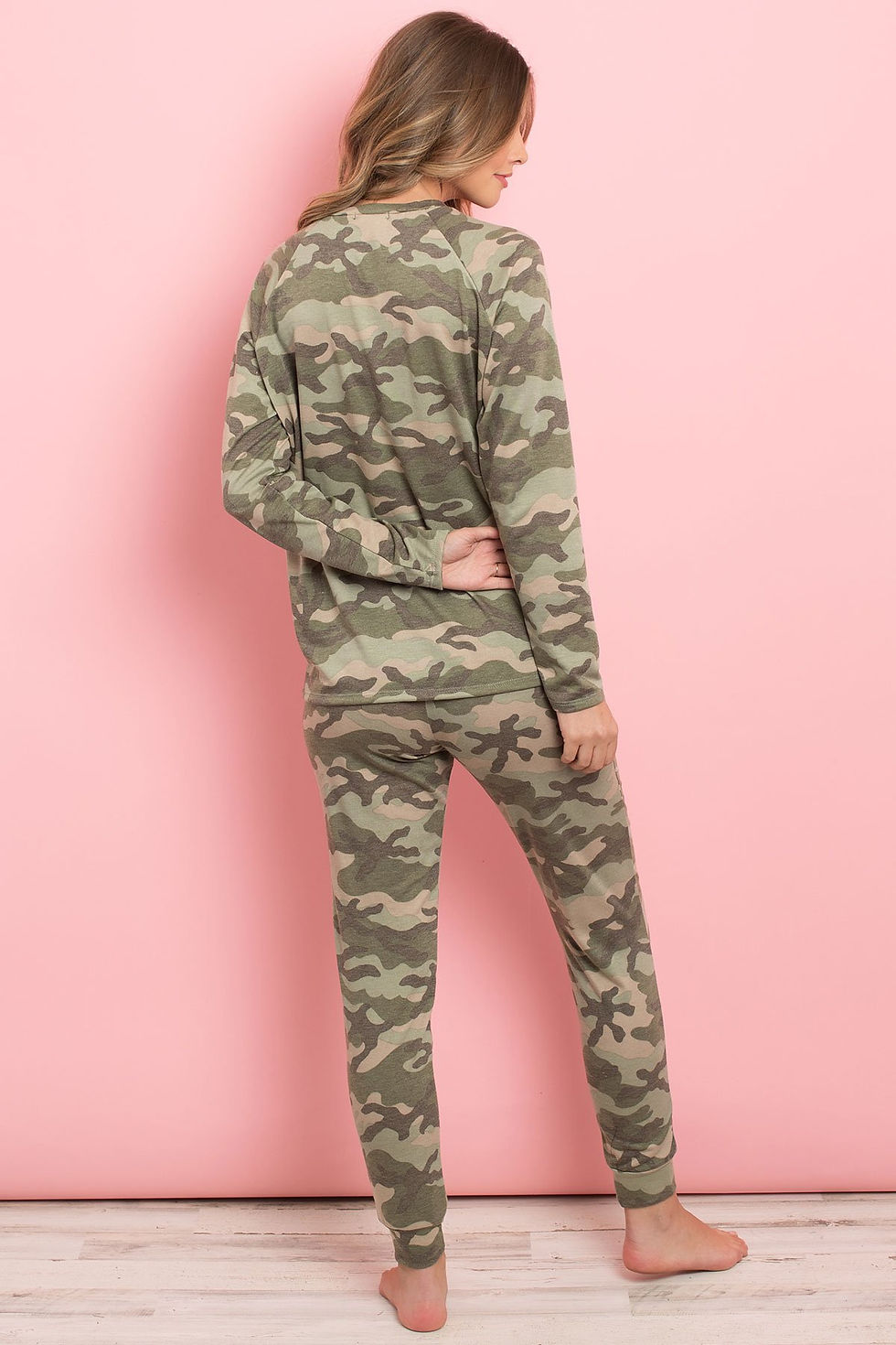 Thumbnail: Brushed Camouflage Top and Joggers Set With Self Tie