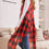 Thumbnail: Hdf2567 - Plaid Knee Length Kimono Cardigan