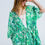 Miniatiūra: Green Long Kimono With Drawstring Closing in Tribal Print