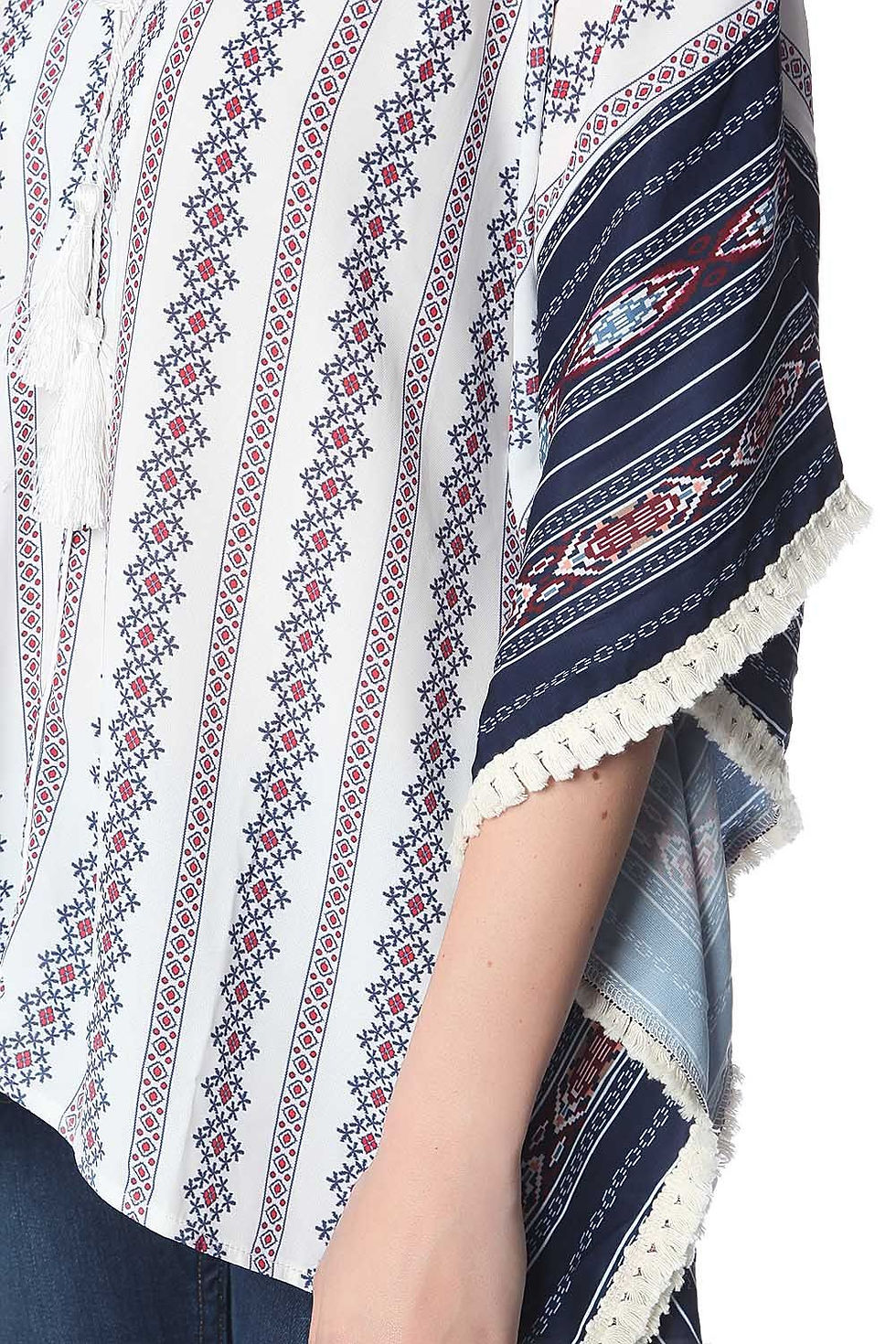 Thumbnail: Navy Oversized Poncho Top in Tribe Print