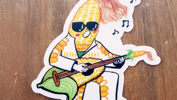 Corn Head Rocker Veggie Sticker by Harumo Bakery