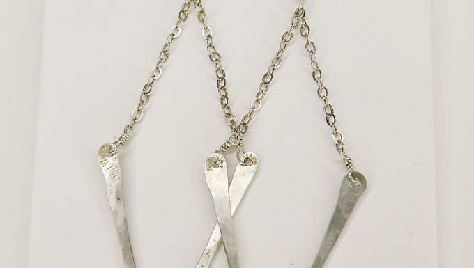 Hand-Beaten Silver Chevron Drop Earrings by Jody Howard