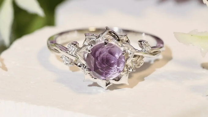 Moonflower Amethyst Ring(white gold)