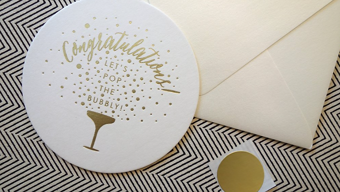 "Congratulations" Gold Foil Letterpress Card by Pennie Post