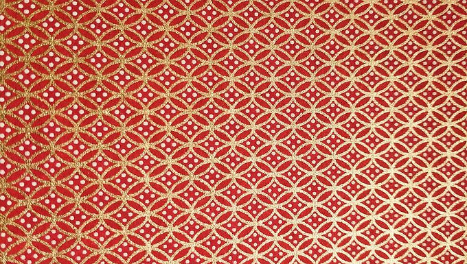 Gold Oval Pattern on Red #2 Chiyogami Full Sheet (18 x 24 inch)