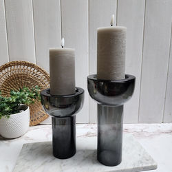 Set Candelabro con Vela Fake Gris
