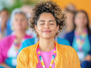 light skinned women with her eyes closed in a zen mood