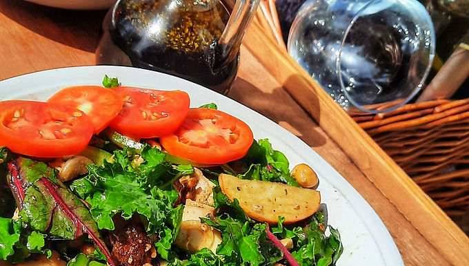 Mixed Greens & Chicken Salad with Balsamic Vinaigrette