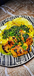 Grilled Coconut Chicken with Creamy Spinach Sauce & Oven Roasted Breadfruit