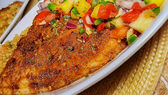 Jerk Butter Fish with Pineapple Salsa