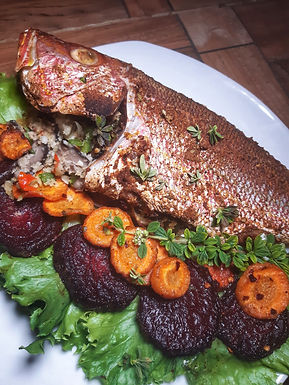 Mushrooms and Green Pepper Stuffed Snapper