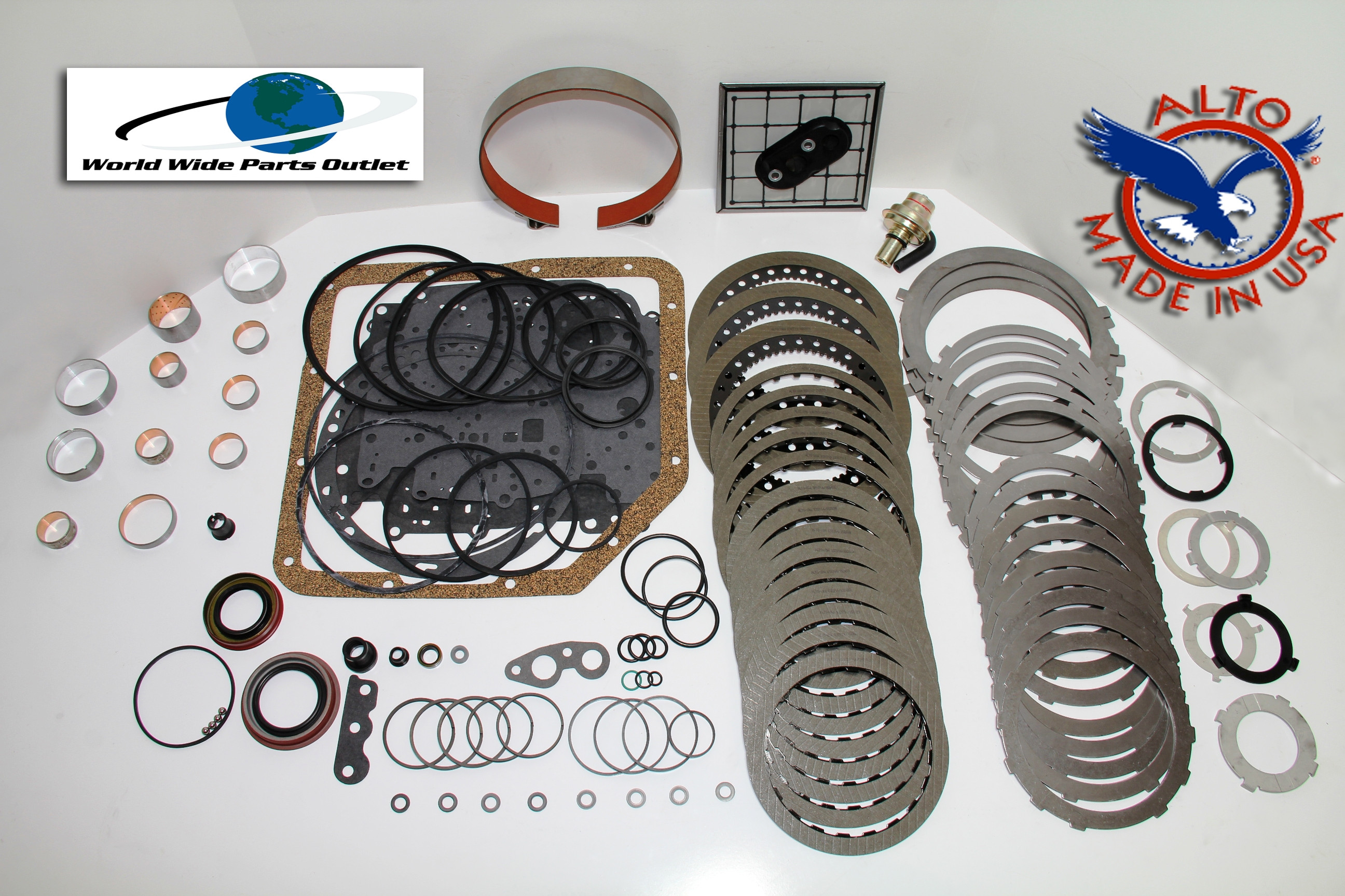 TH350 Stage 3 heavy duty rebuild kit Alto HEG frictions hardened steels master kit