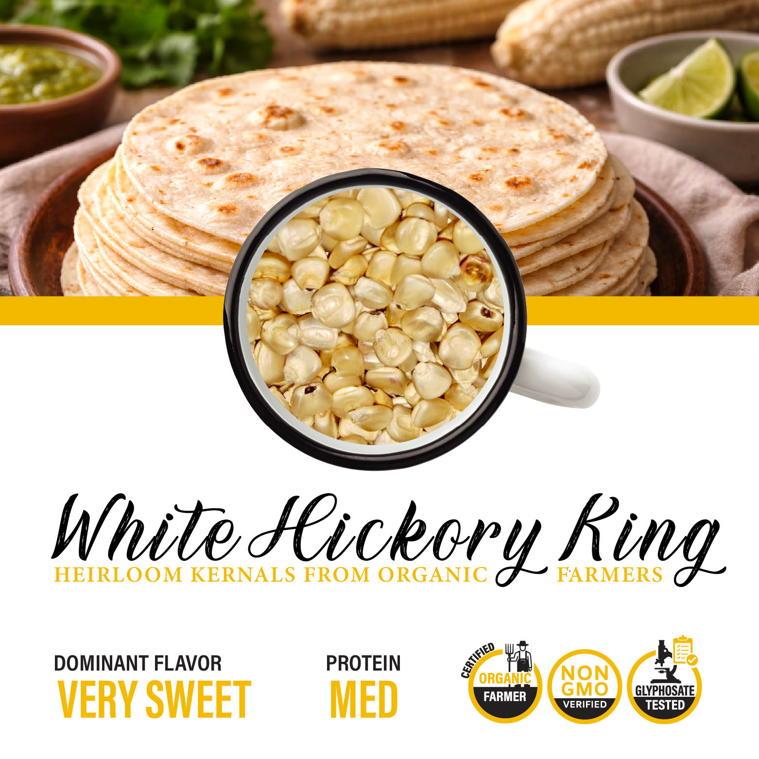 Organic White Hickory King Corn