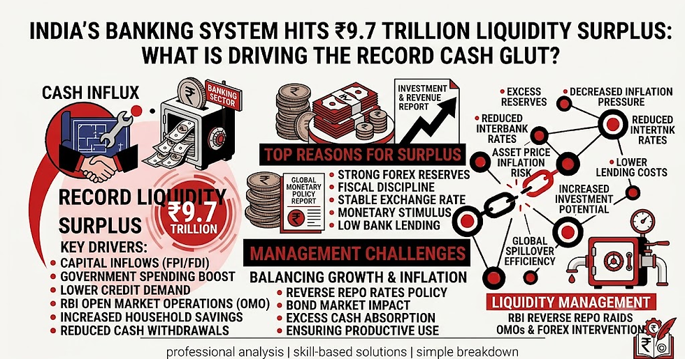 India’s Banking System Hits ₹9.7 Trillion Liquidity Surplus: What Is Driving the Record Cash Glut?