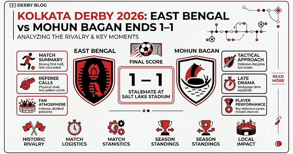 Kolkata Derby 2026: East Bengal vs Mohun Bagan Ends 1–1 Match Report