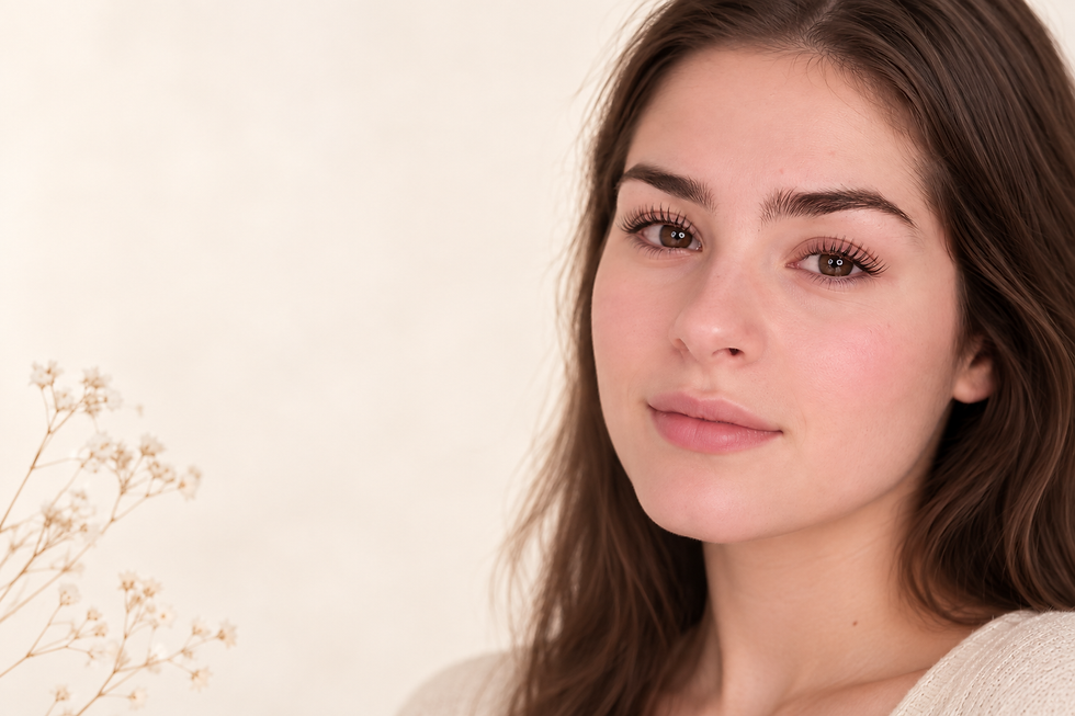 Woman with lifted, separated natural lashes