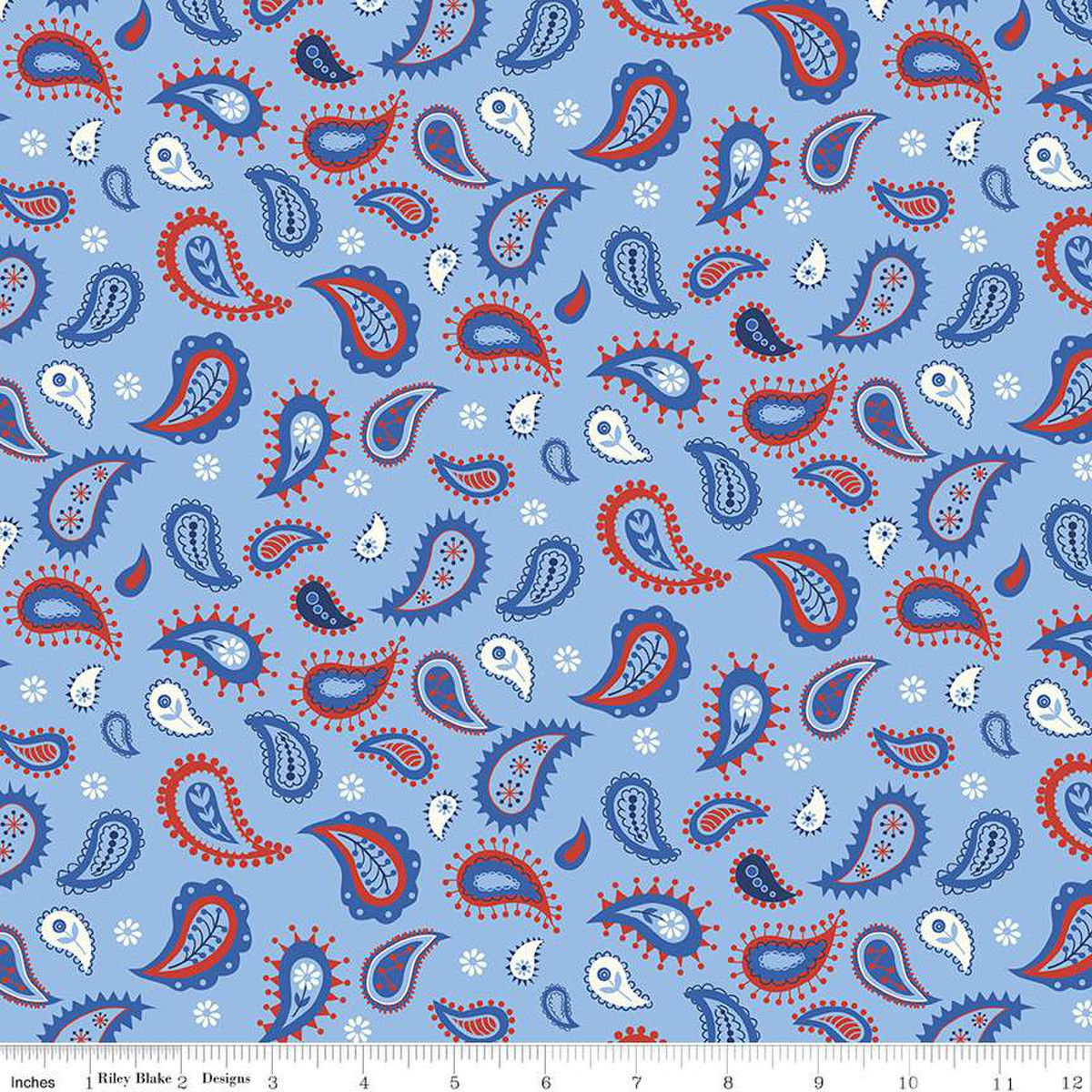Red White & Bang! Paisley Blue C11522-BLUE