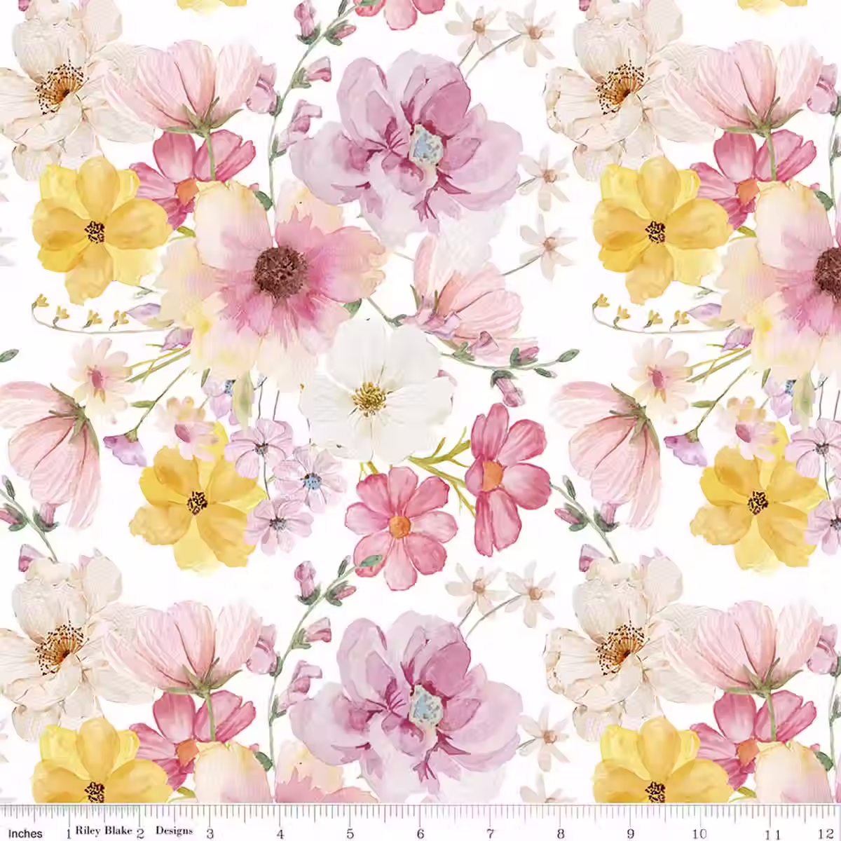 Riley Blake Designs *Painted Petals Main White * CD17590-WHITE