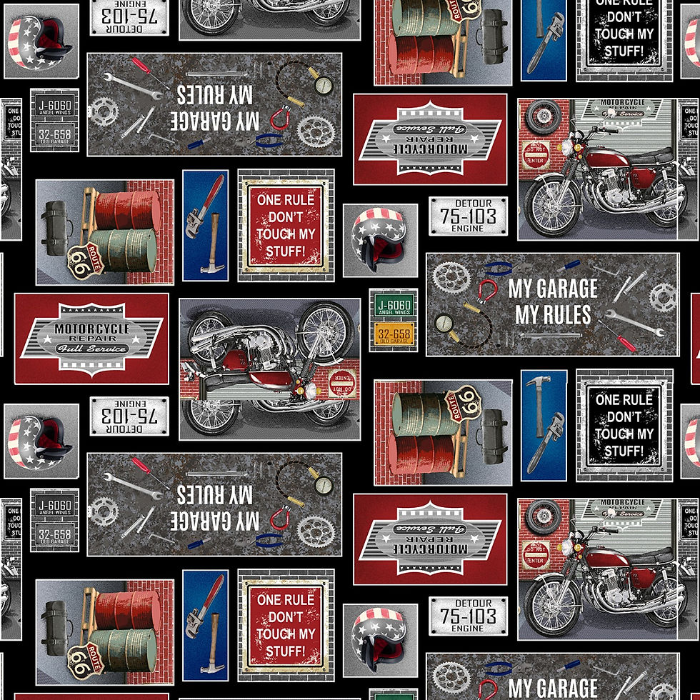 Henry Glass *My Tools My Rules Black Patchwork * 518-99