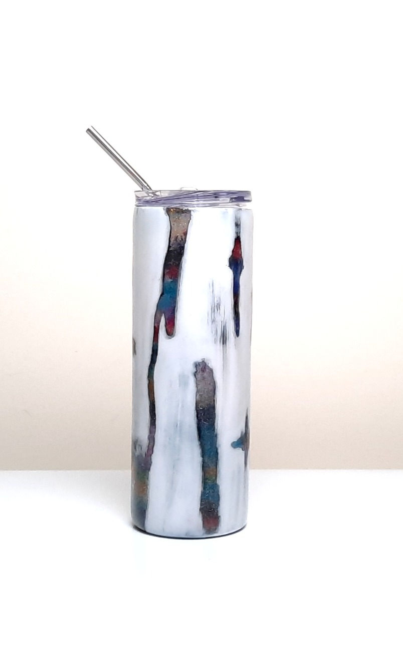 Thumbnail: Geode Hand Crafted White Distressed Glitter Tumbler 20oz  (One of a Kind)