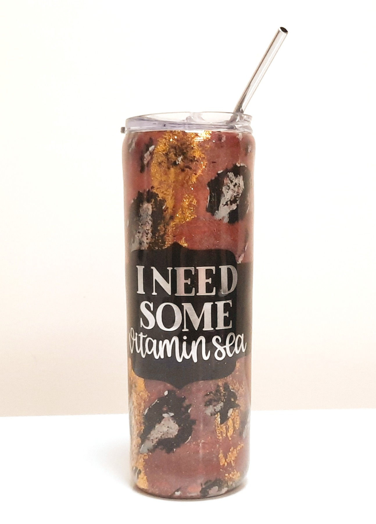 Leopard Print Personalized Hand Crafted Glitter Tumbler 20oz.