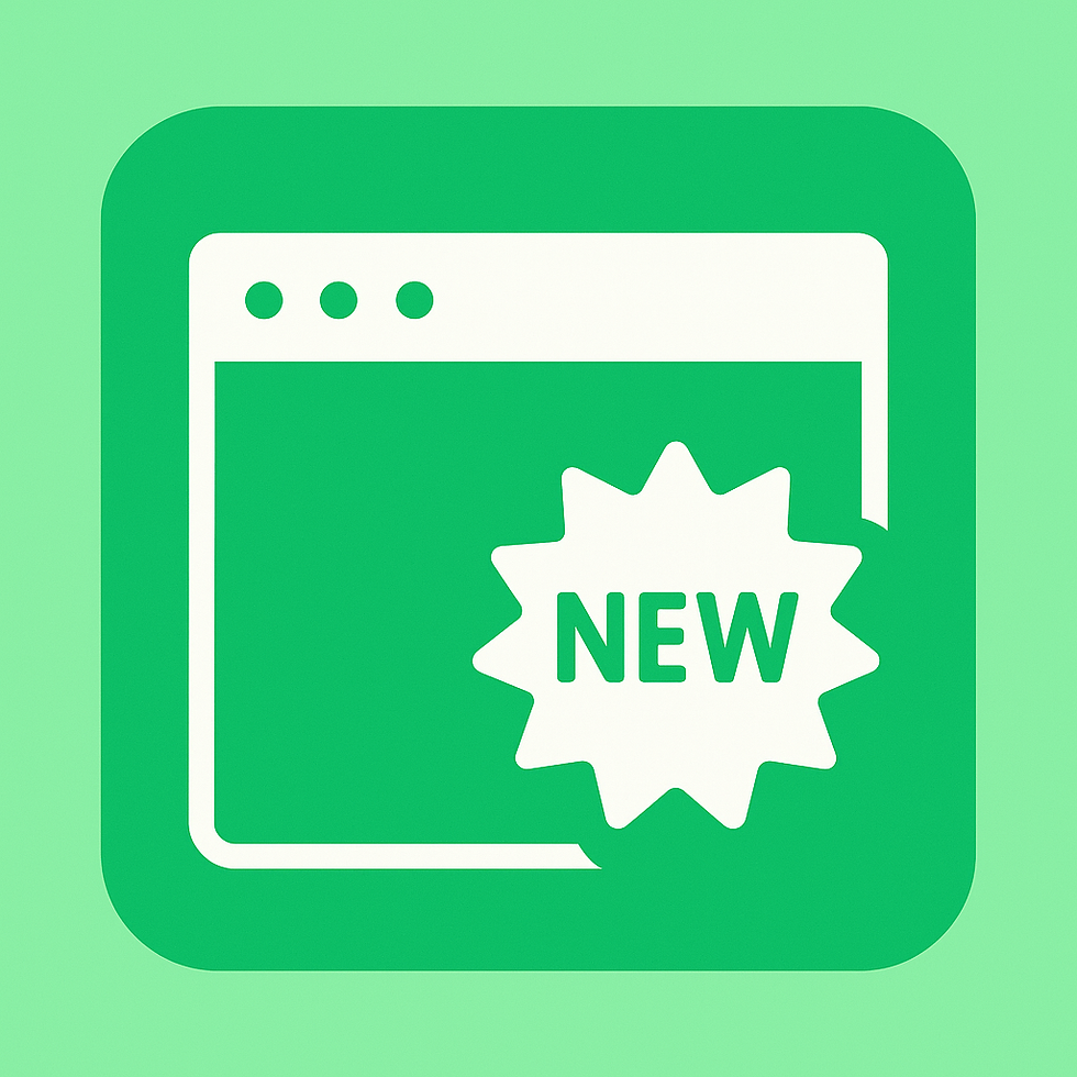 Groen icoon met een website venster met "New" erop