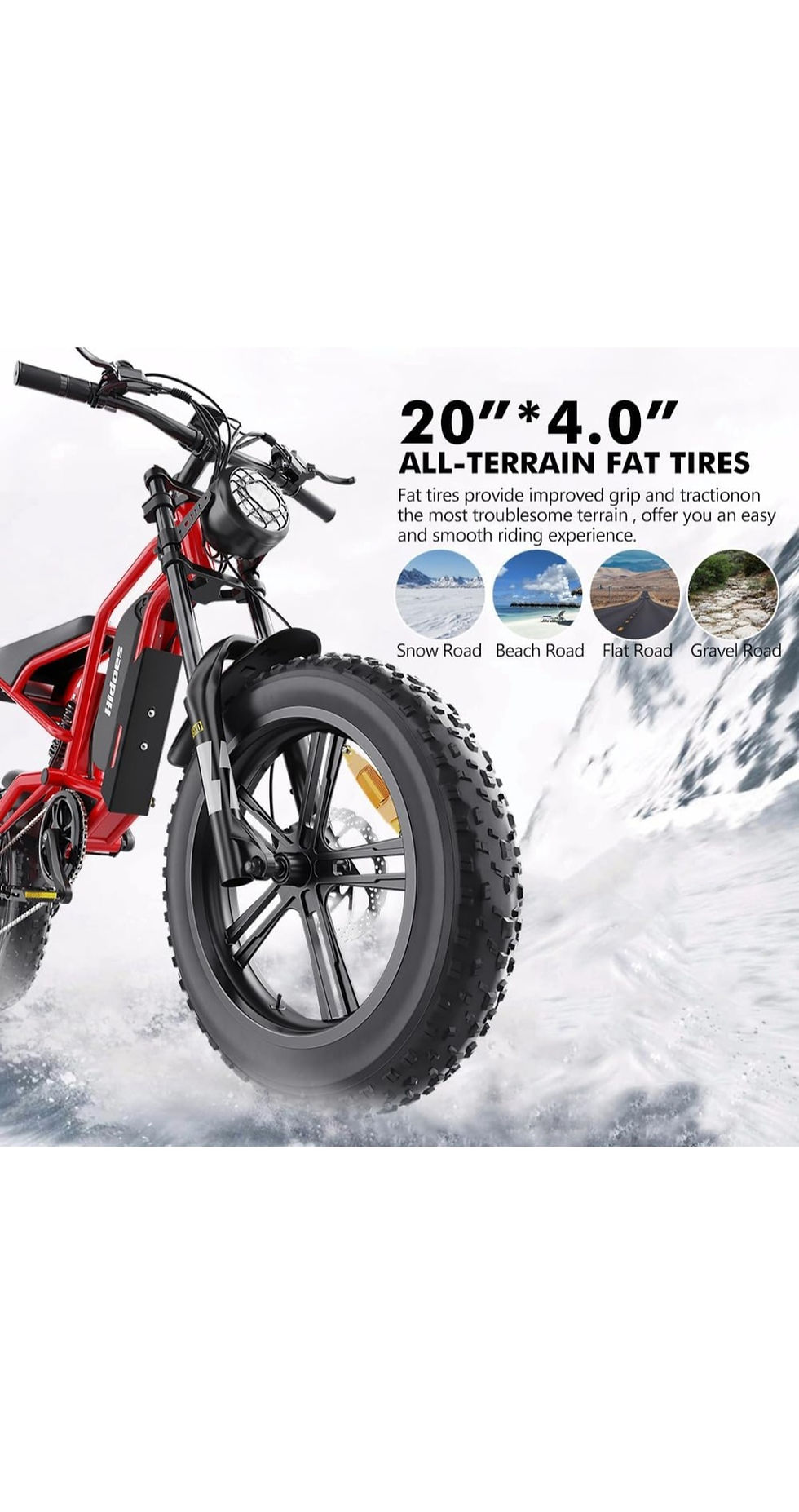 Ealirie Electric Bike with 20x4" fat tYres, EBIKE range 40-80KM.