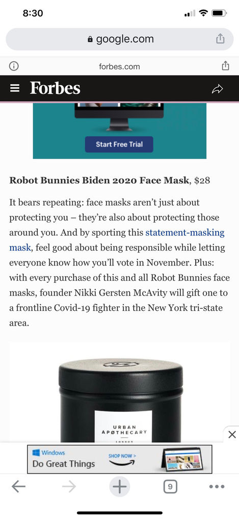 Forbes Biden 2020 Face Mask 2