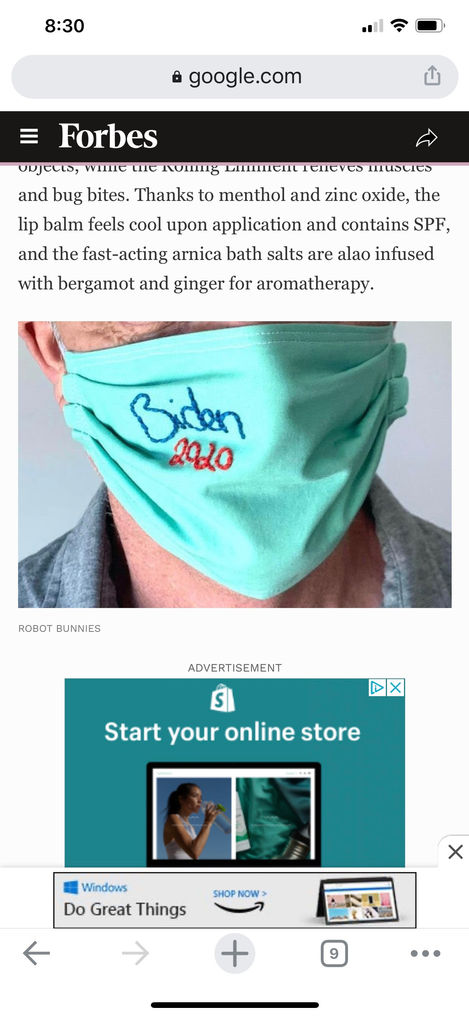 Forbes Biden 2020 Face Mask