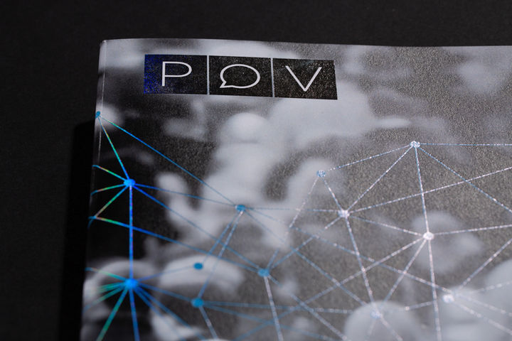 PCV Magazine with Blue Holographic Foil on Dull Cover done by Creative Paper Crafting, Portland, Oregon.