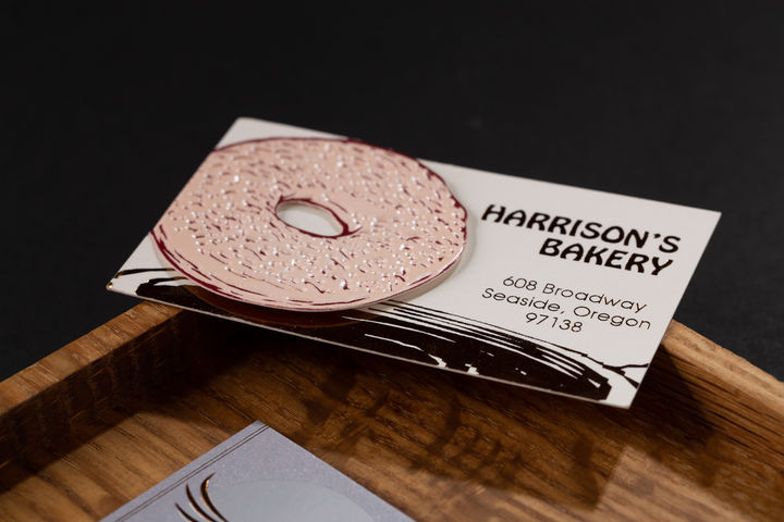 Business cards on Various Foil and Registered Emboss on Various Stocks done by Creative Paper Crafting, Portland, Oregon.