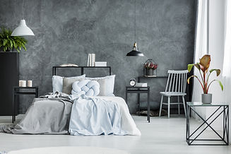 Modern Bedroom with Dark Wall