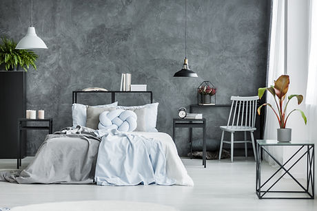 Modern Bedroom with Dark Wall