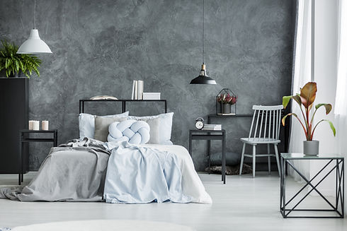 Modern Bedroom with Dark Wall
