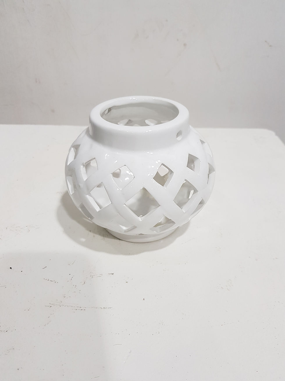 Miniatura: Porta candela in ceramica bianca