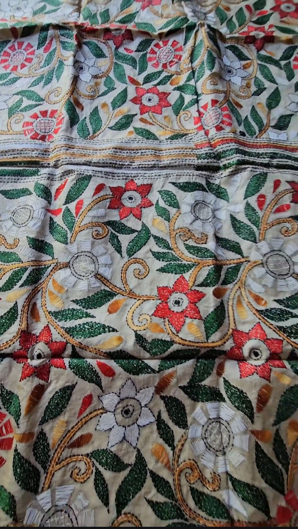 Thumbnail: Handstitched Kantha saree on pure gachhi tussar
