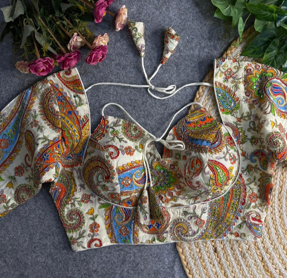 Thumbnail: Pure crepe Masaba blouse with sequin work