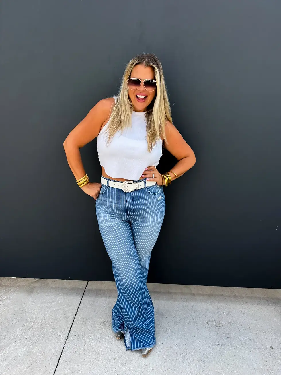 Thumbnail: High Waisted Pinstripe Jeans